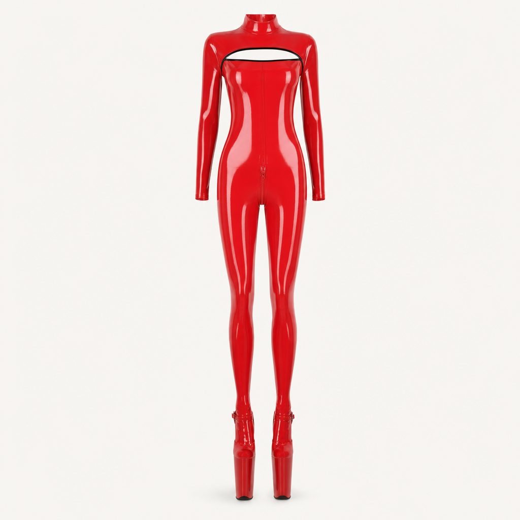 Combinaison Latex Femme Rouge : packshot du produit